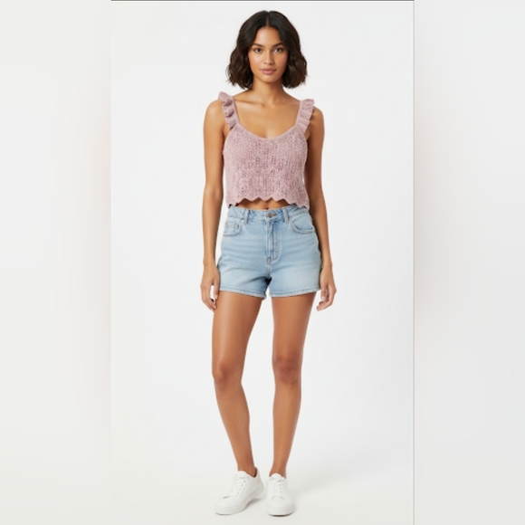 Pink Knit Crop Top - Picture 1 of 3